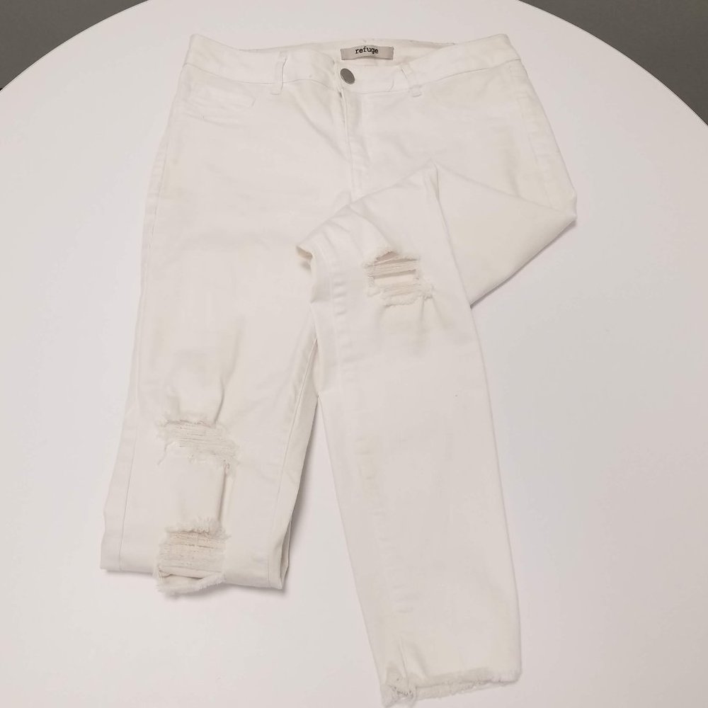 Distressed White Jeans